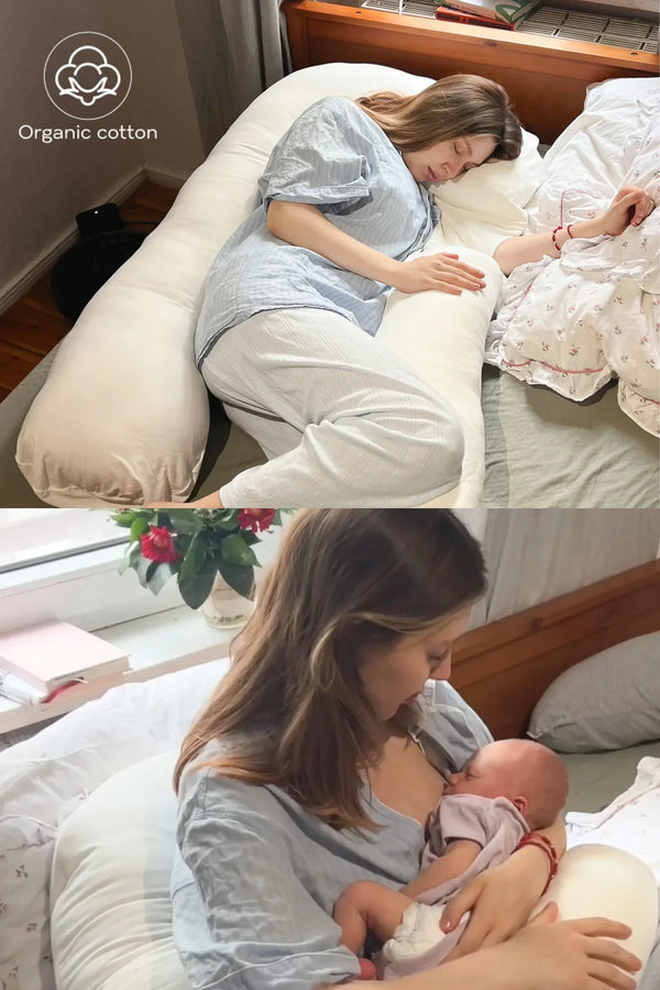 Възглавница за бременни 3 в 1 - органичен памук - екрю