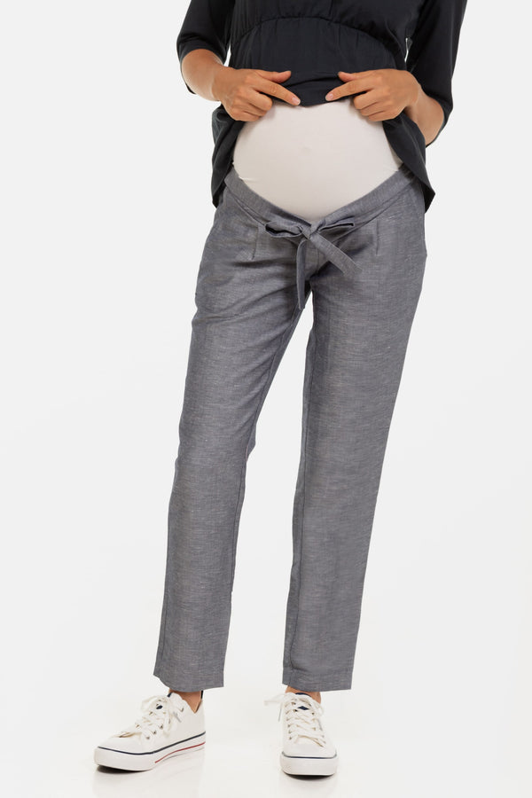 Памучен панталон за бременни с колан