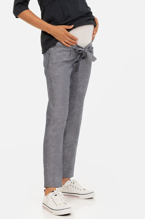 Памучен панталон за бременни с колан