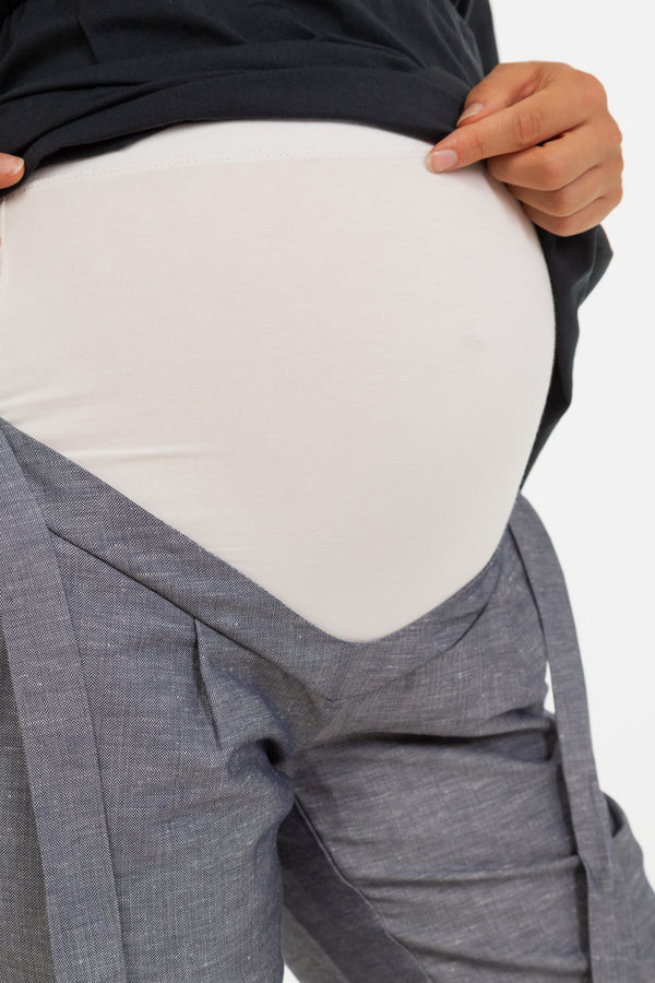 Памучен панталон за бременни с колан