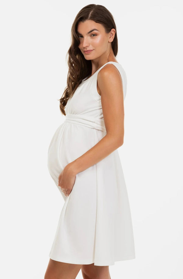 Елегантна рокля с набори за бременни в екрю