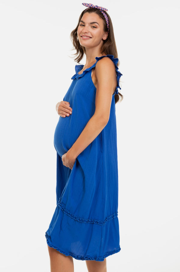Лятна рокля за бременни с волани