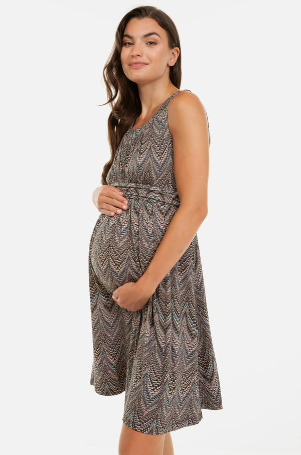 Елегантна рокля с набори за бременни с десен