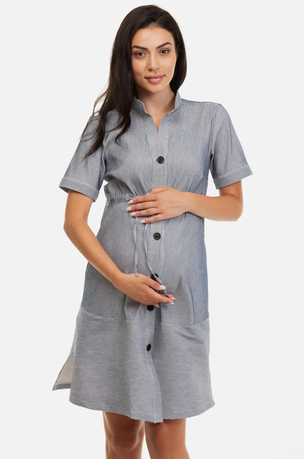 Раирана рокля-риза за бременни и кърмещи