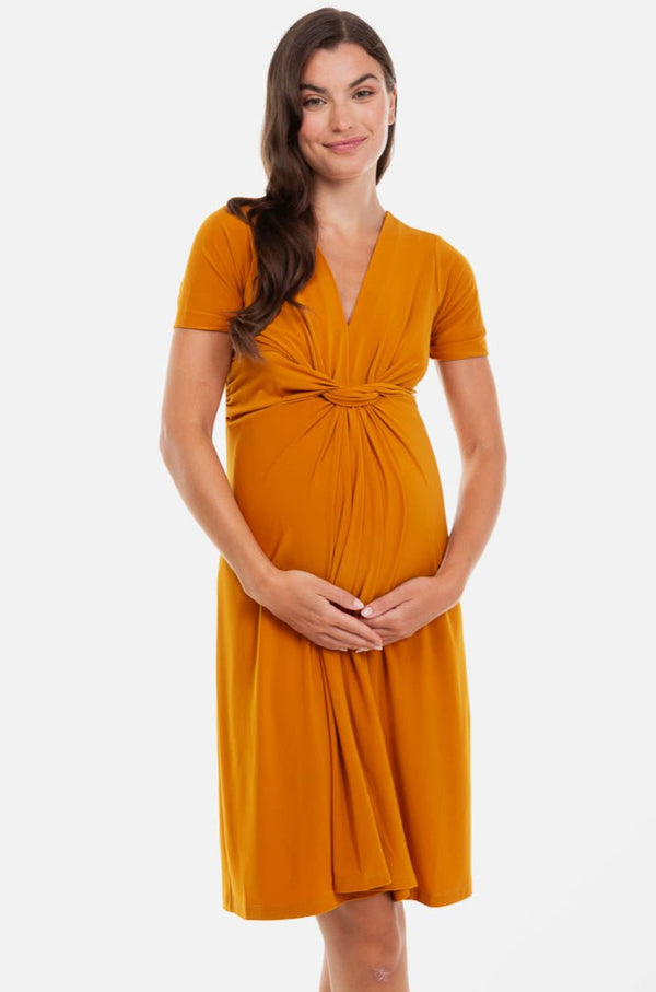 Елегантна рокля за бременни с възел