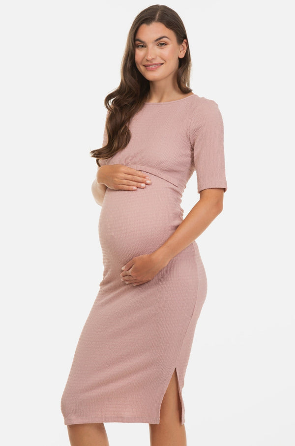 Дълга рокля за бременни и кърмещи с цепка
