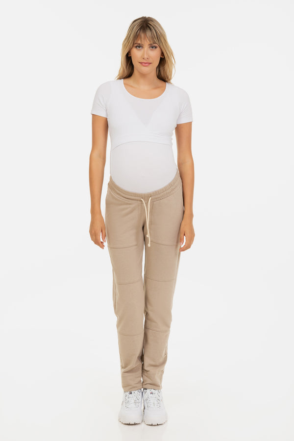 Спортен панталон за бременни - бежов