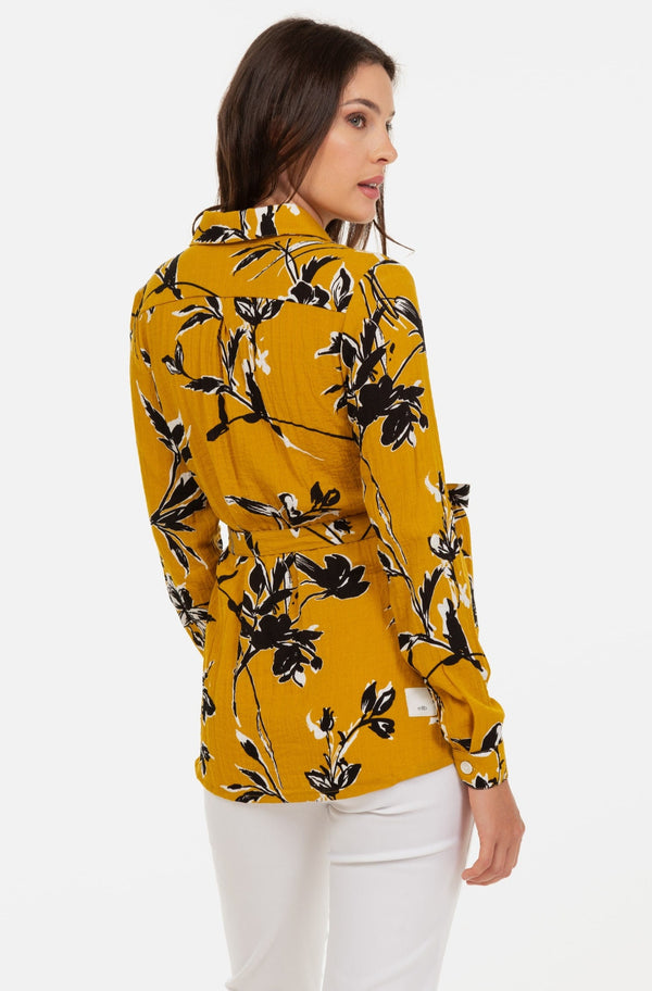 Риза за бременни и кърмещи с десен - охра