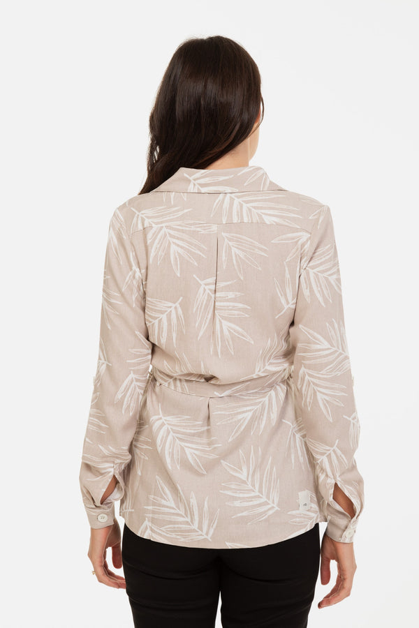 Риза за бременни и кърмещи с десен - бежова