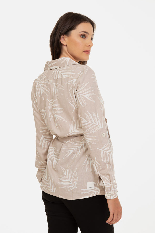 Риза за бременни и кърмещи с десен - бежова