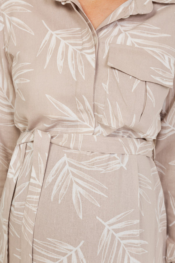 Риза за бременни и кърмещи с десен - бежова