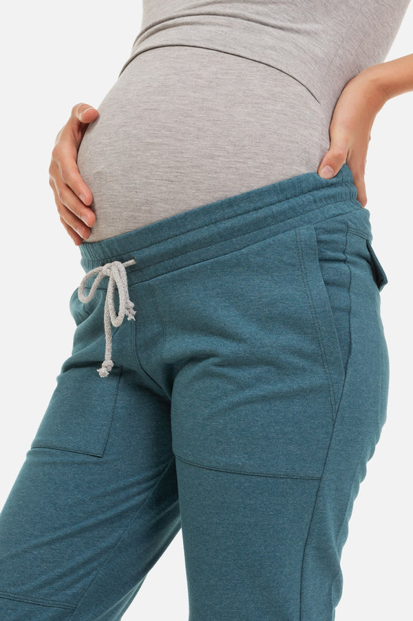 Спортен панталон за бременни - петрол
