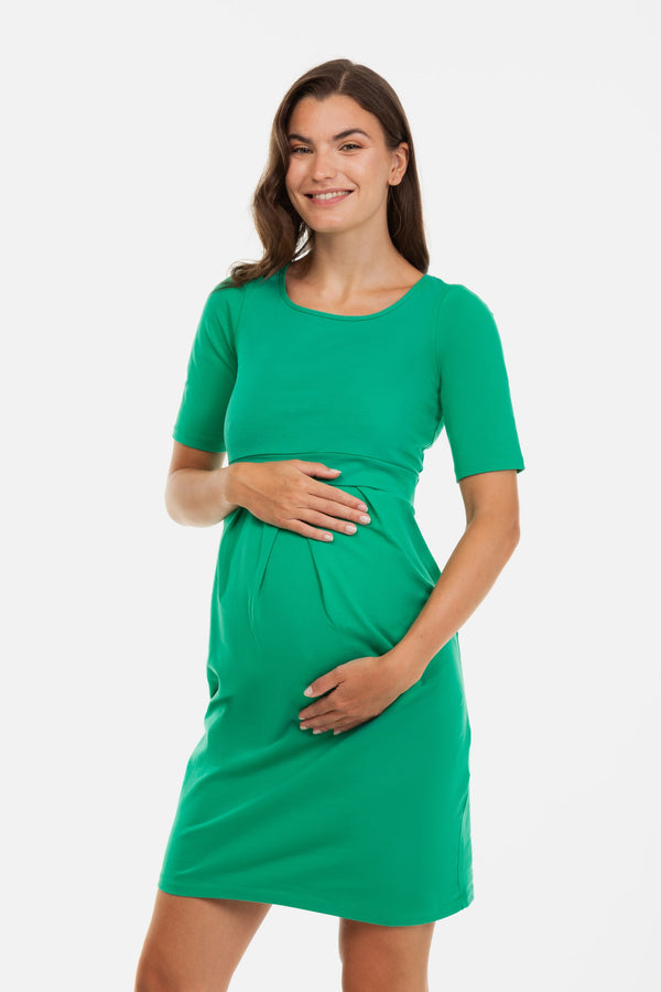 Елегантна памучна рокля за бременни и кърмещи