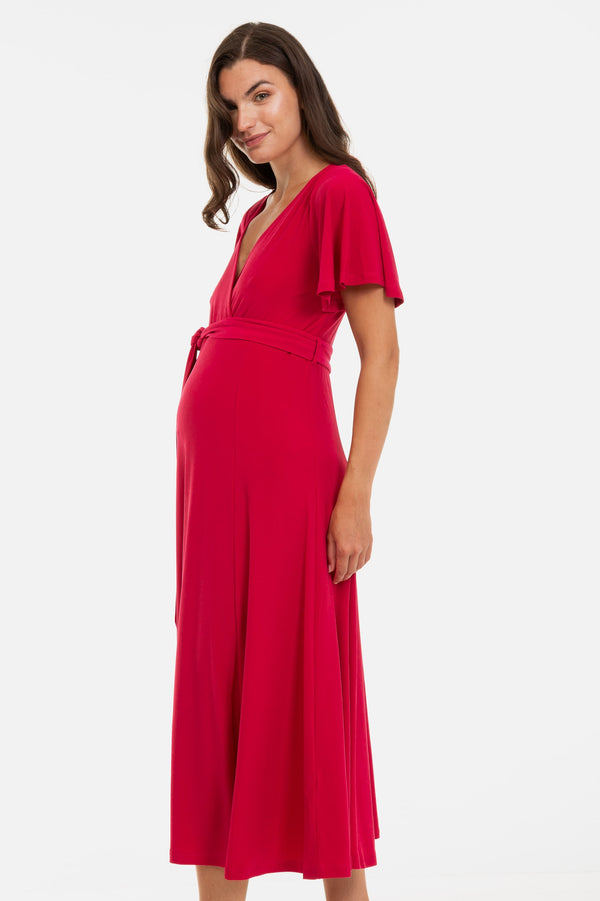 Дълга разкроена рокля за бременни и кърмещи
