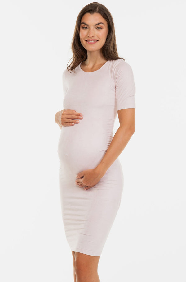 Вталена велурена рокля за бременни