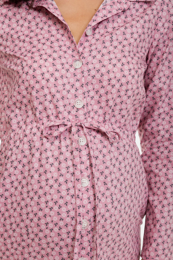 Памучна рокля-риза за бременни и кърмещи