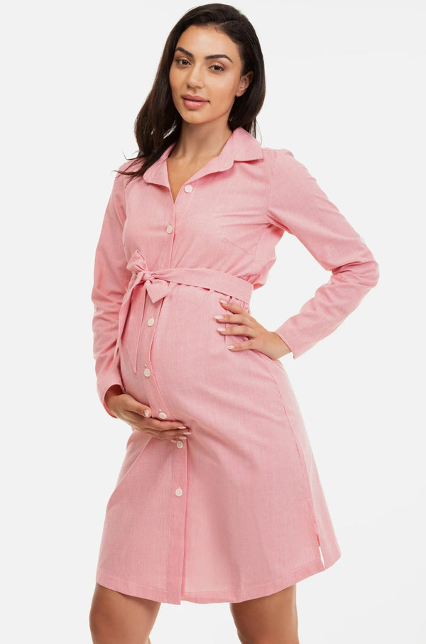 Памучна рокля-риза за бременни и кърмещи