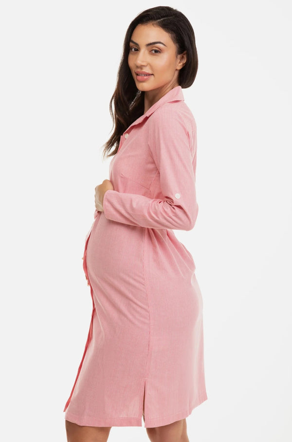 Памучна рокля-риза за бременни и кърмещи