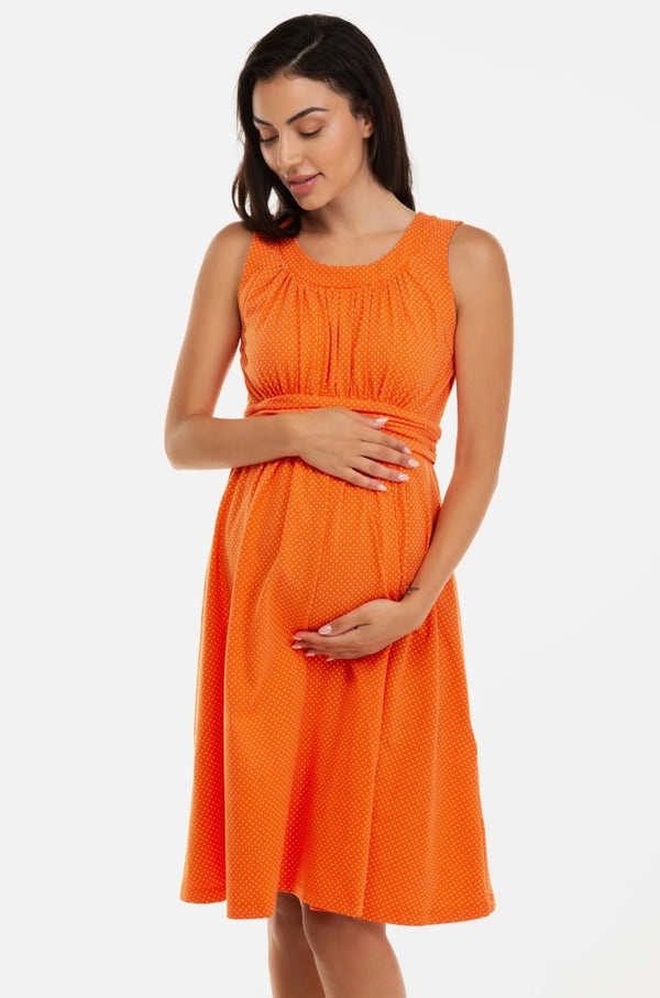 Памучна рокля с набори за бременни с десен