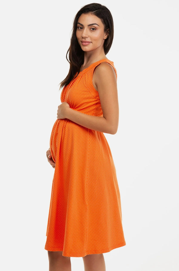 Памучна рокля с набори за бременни с десен