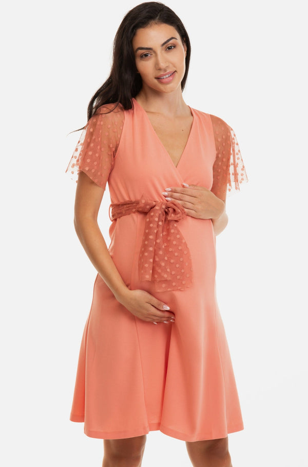 Елегантна рокля за бременни и кърмещи с точки
