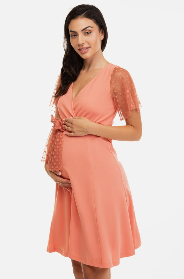 Елегантна рокля за бременни и кърмещи с точки