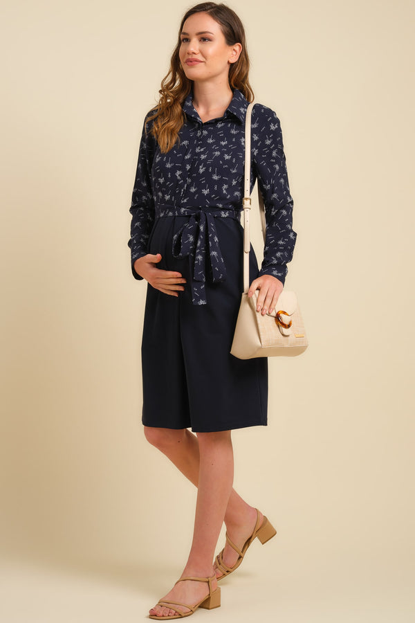 Рокля за бременни кърмещи с горна част с десен