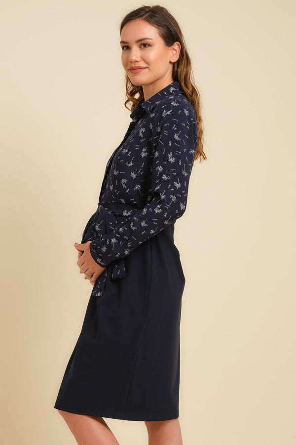 Рокля за бременни кърмещи с горна част с десен