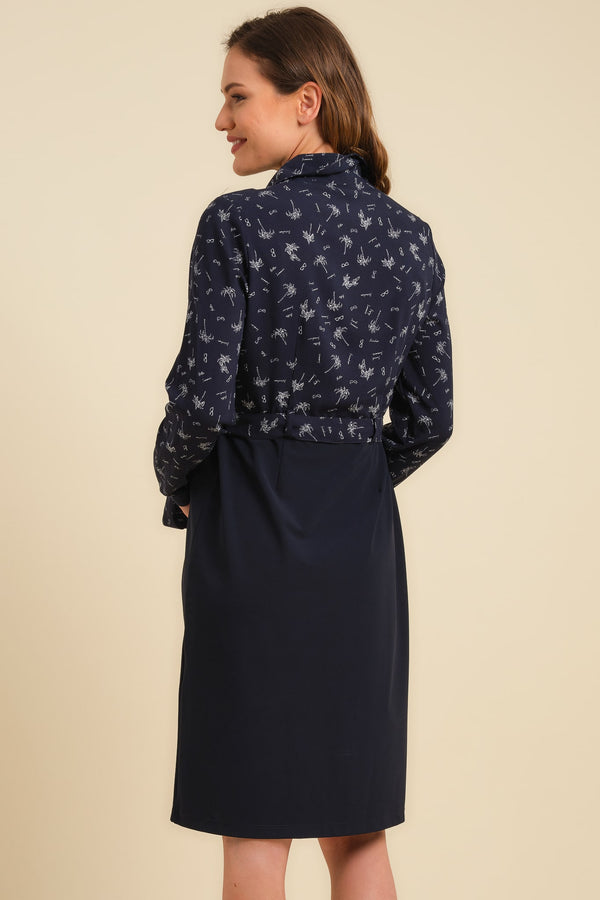 Рокля за бременни кърмещи с горна част с десен