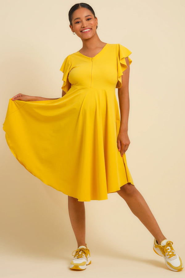 Жълта ефирна рокля за бременни и кърмещи