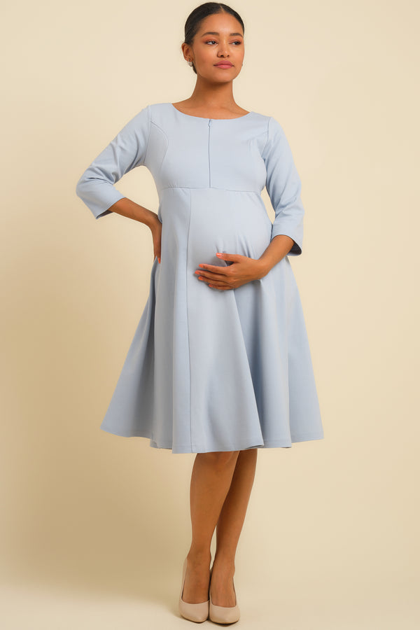 Вечерна рокля за бременни и кърмещи - светлосиня