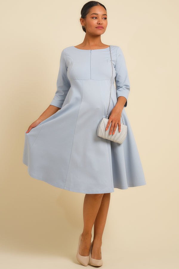 Вечерна рокля за бременни и кърмещи - светлосиня