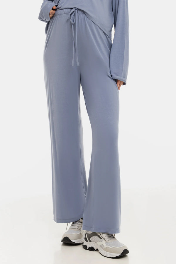 Мек разкроен панталон за бременни от модал - пастелносин