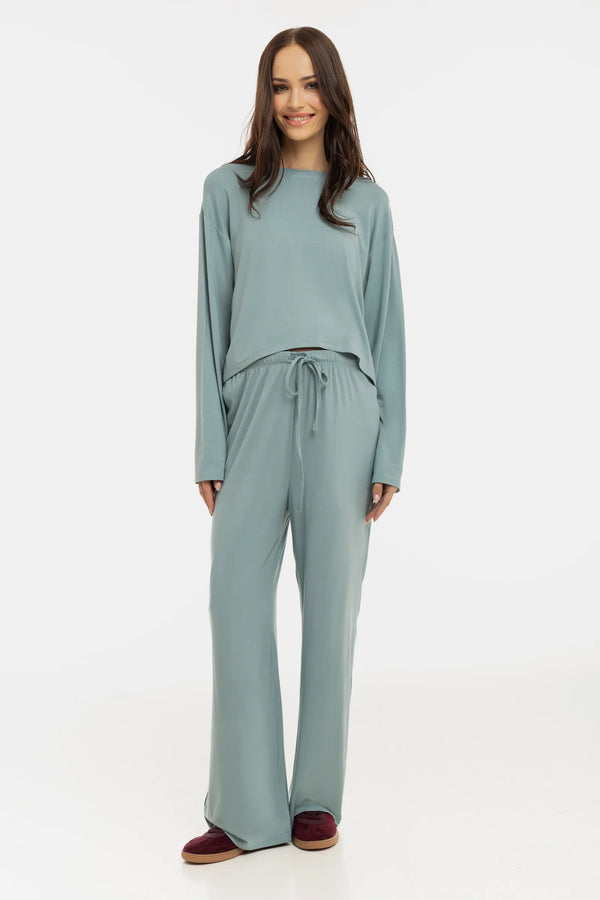 Мек разкроен панталон за бременни от модал - салвия