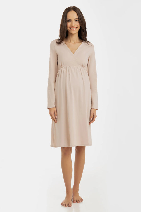 Нощница за бременни и кърмещи - крем