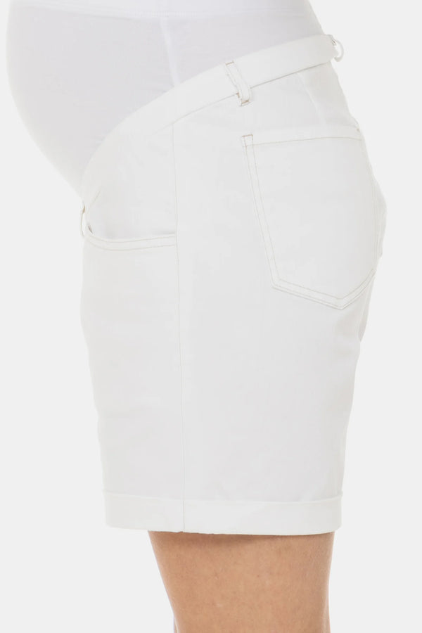 Памучни къси панталони за бременни - бели