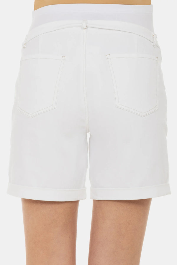 Памучни къси панталони за бременни - бели