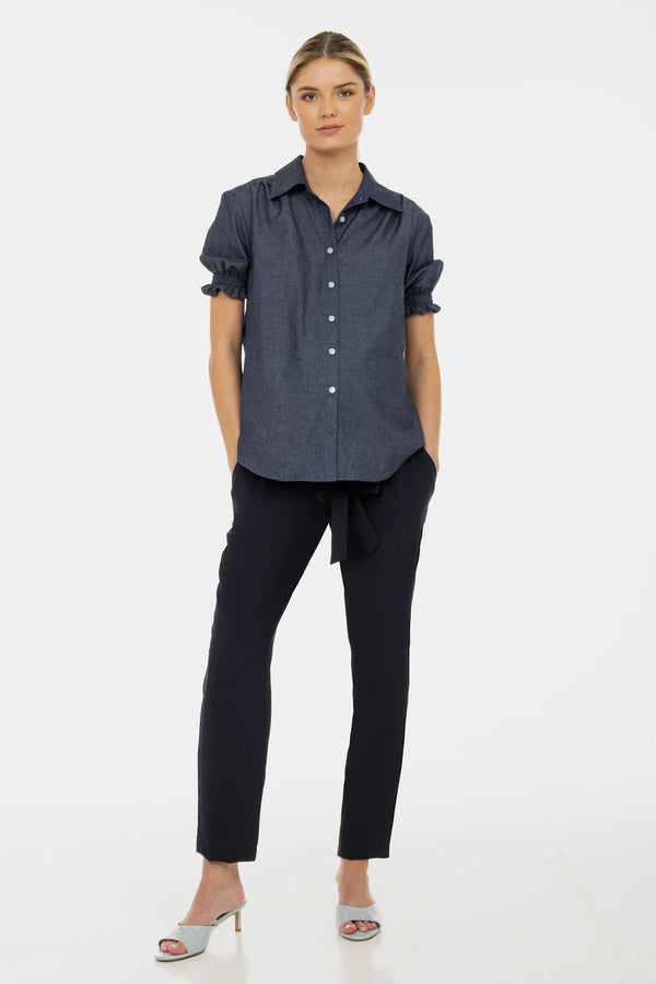 Тъмносин панталон с колан за бременни