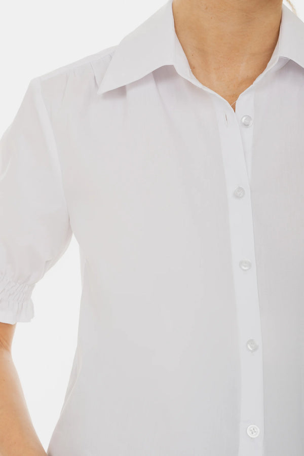 Памучна риза за бременни и кърмещи с буфан ръкави