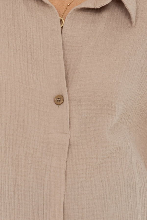 Памучна блуза за бременни и кърмещи - бежова