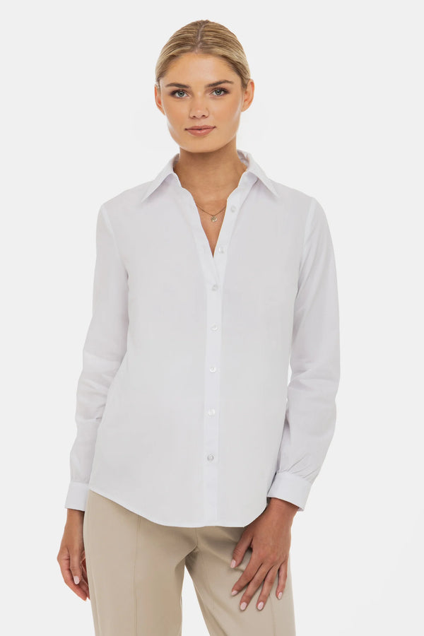 Памучна риза 2 в 1 за бременни и кърмещи - бяла