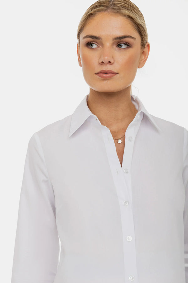 Памучна риза 2 в 1 за бременни и кърмещи - бяла