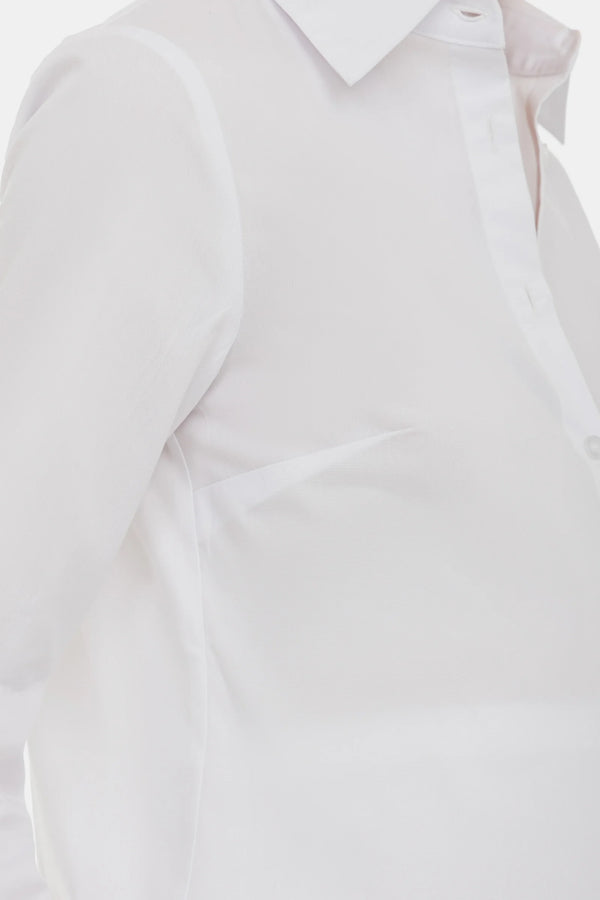 Памучна риза 2 в 1 за бременни и кърмещи - бяла