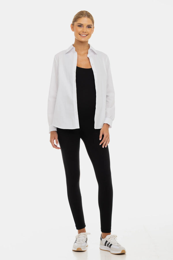 Памучна риза 2 в 1 за бременни и кърмещи - бяла