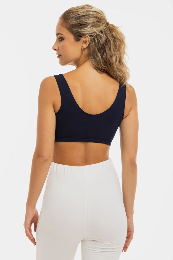 Памучен сутиен за кърмачки и бременни - тъмносин