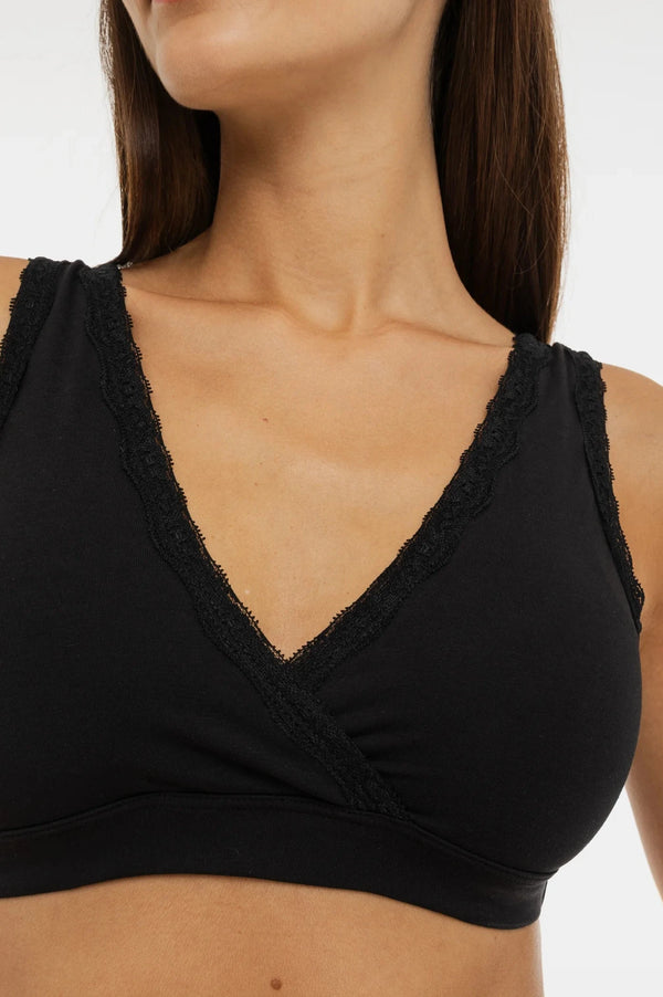 Памучен сутиен за кърмачки и бременни с дантела