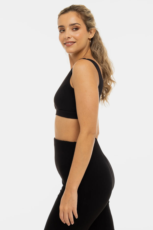 Памучен сутиен за кърмачки и бременни - черен