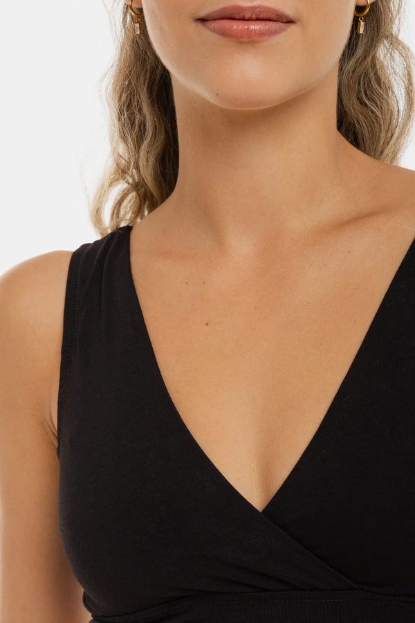 Памучен сутиен за кърмачки и бременни - черен