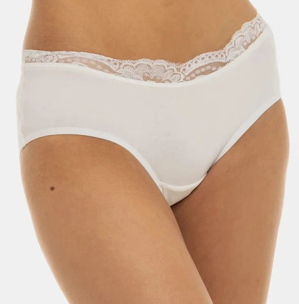 Памучни бикини за бременни с дантела - екрю