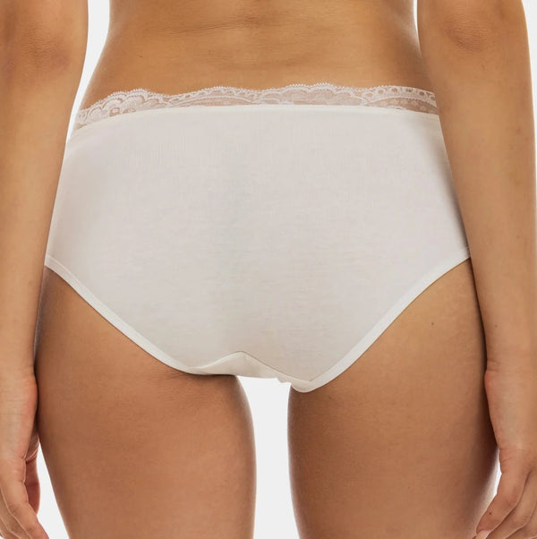 Памучни бикини за бременни с дантела - екрю